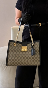 Bolsa Bege e Preta em Couro - Gucci