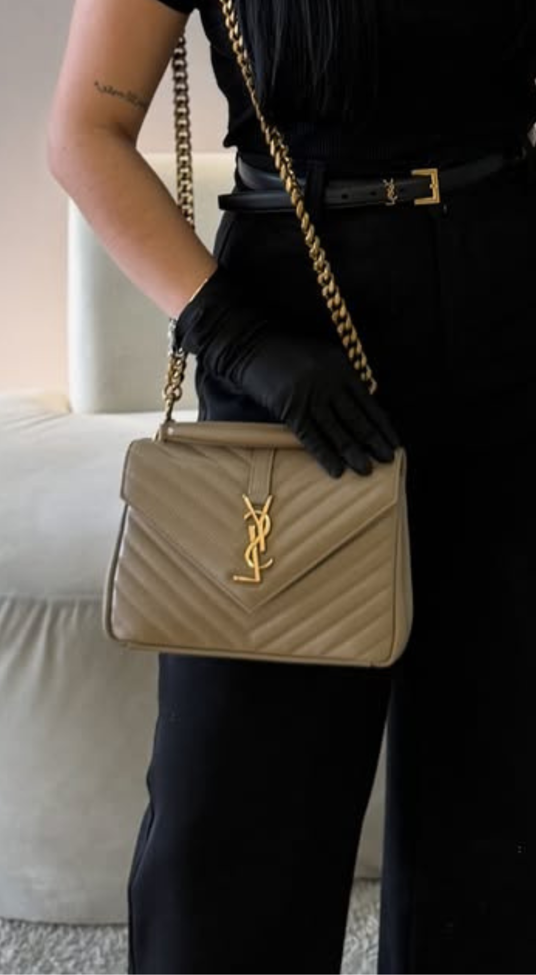 Bolsa Bege em Couro - Yves Saint Laurent