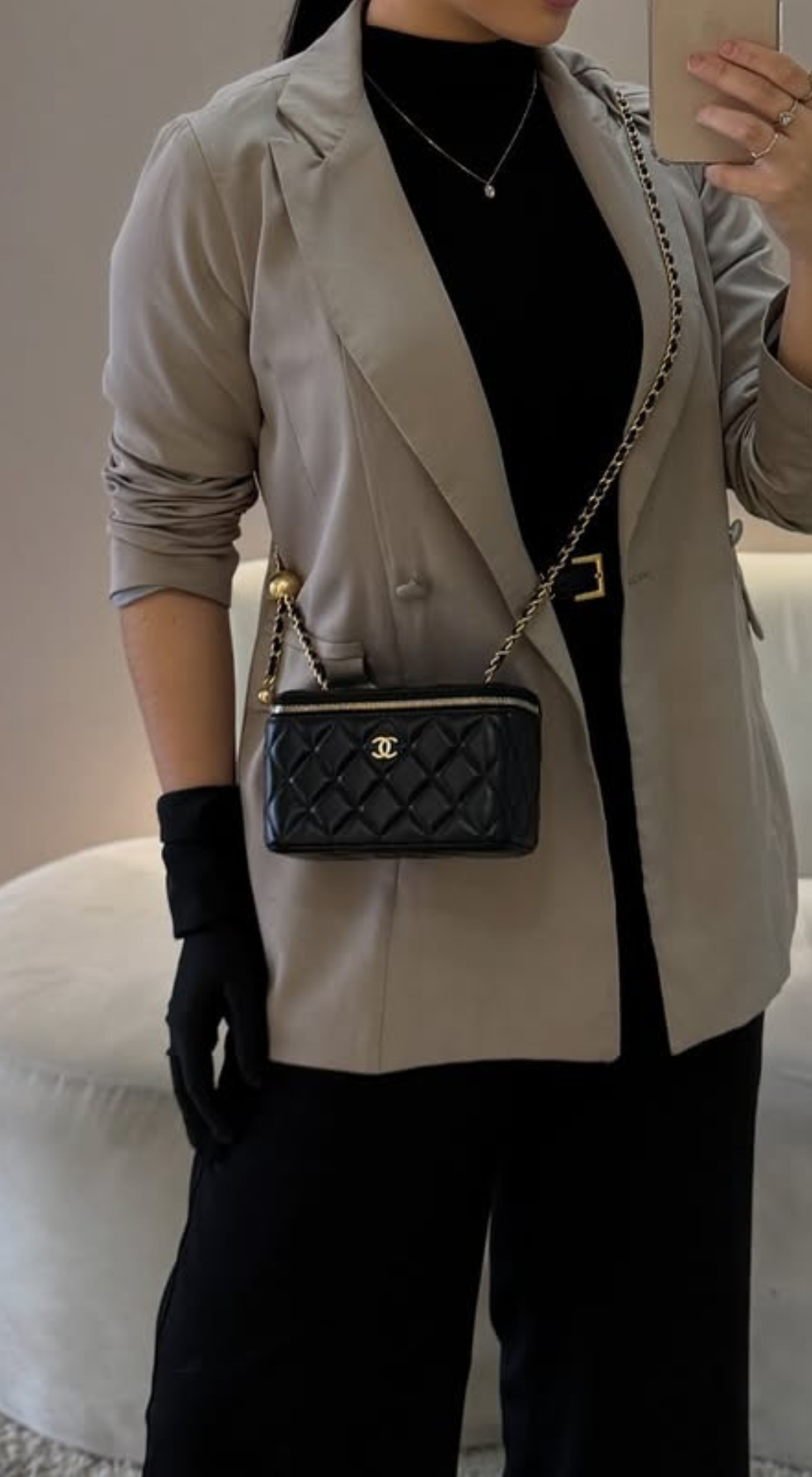 Bolsa Preta em Couro - Channel