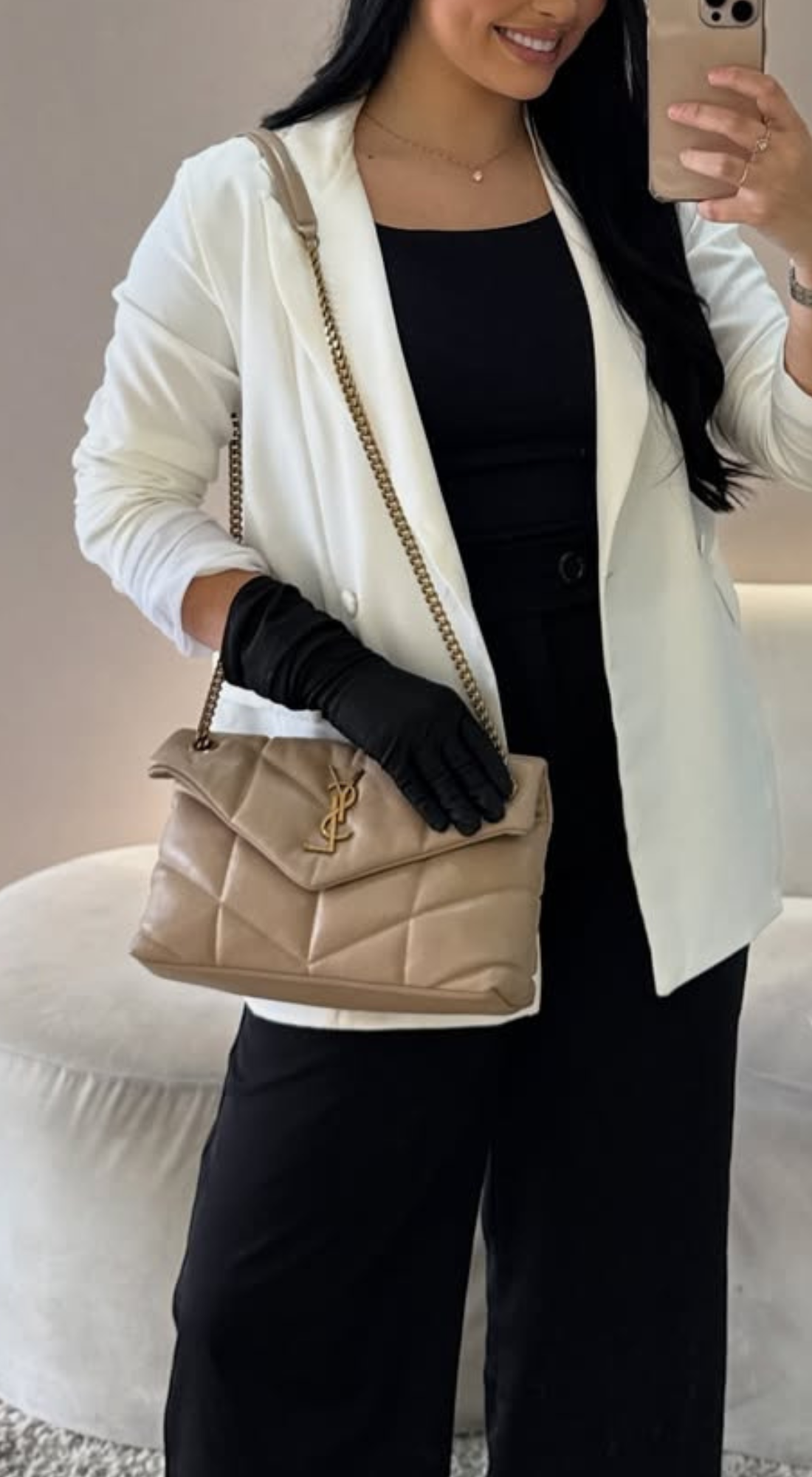 Bolsa Creme em Couro - YYves Saint Laurent